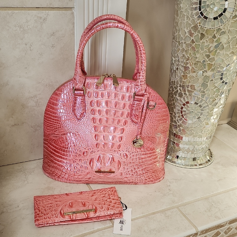 🌟🩷 BRAHMIN PINK PUNCH GEORGINA HANDBAG & ADY WALLET 🩷🌟
